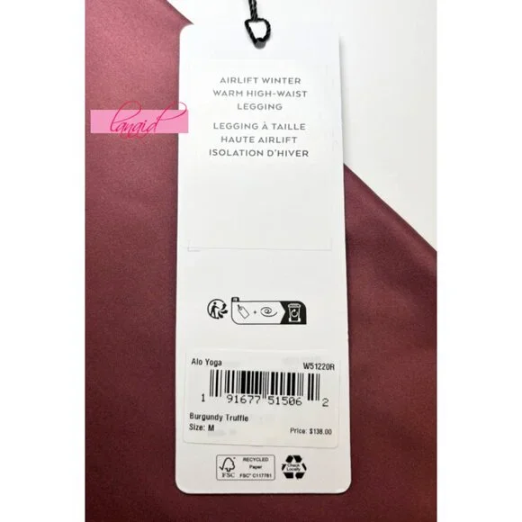 Alo Airlift Winter Warm High-Waist Leggings Burgundy Truffle Hi-Rise Brushed M - Picture 6 of 11